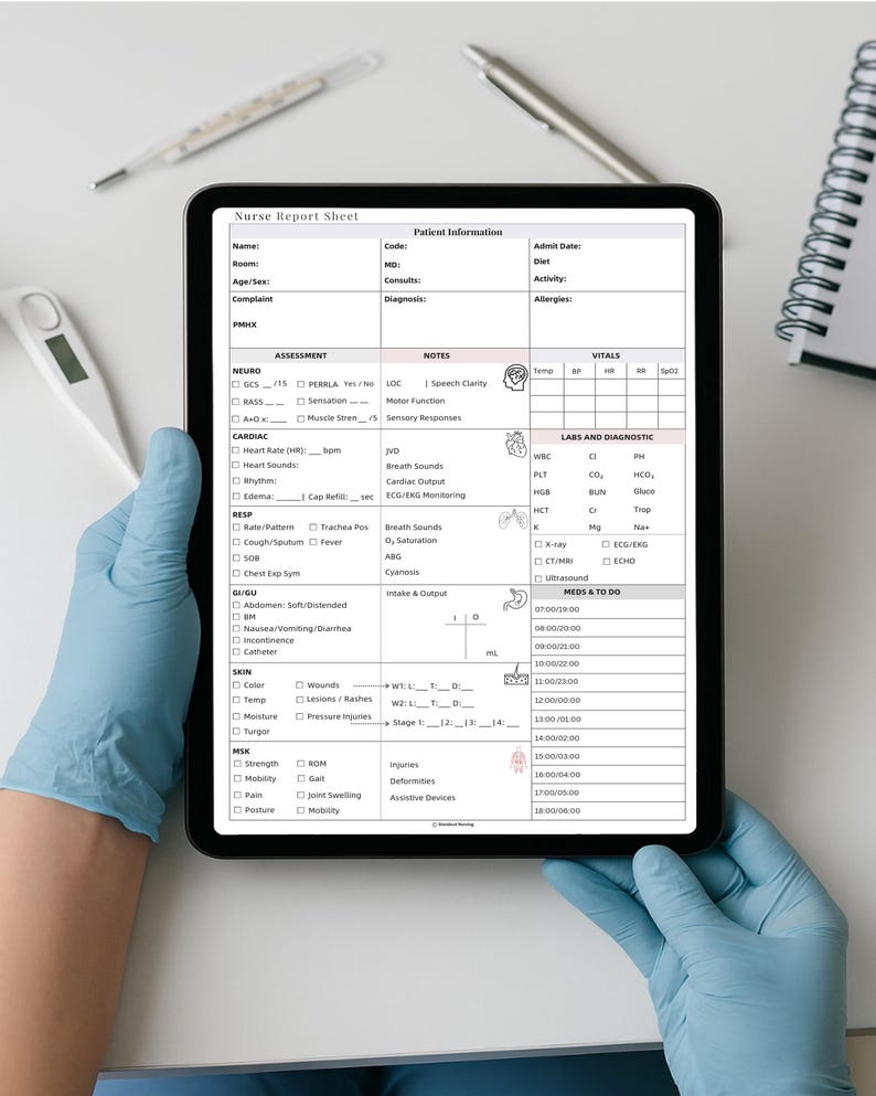Editable Nurse Report Telemetry | Registered Patient Report ...