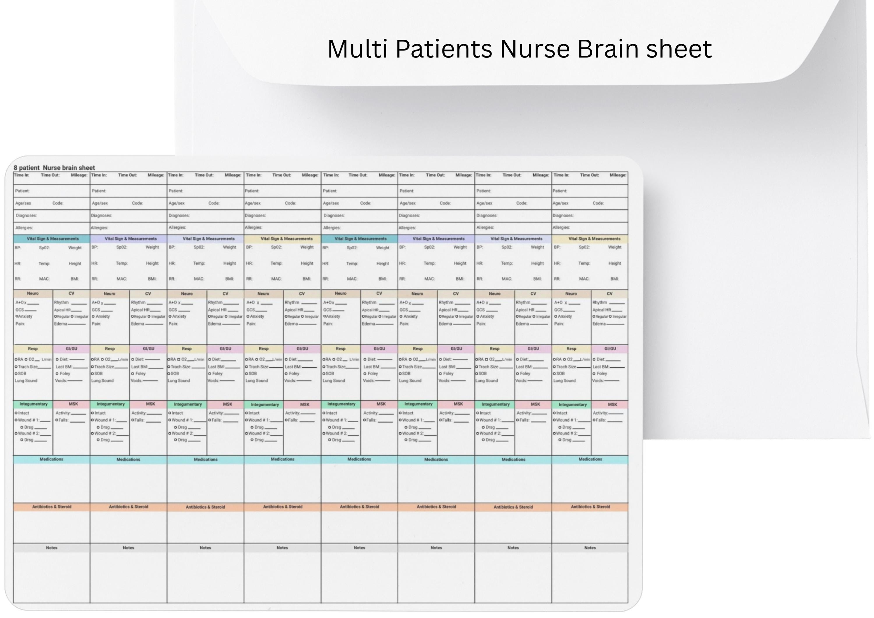 Hospice Nurse Report Sheet: 8,4 Patient,vital Sign Editable Template ...