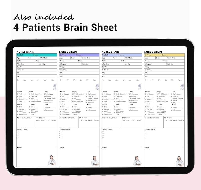 Hospice Nurse Report Sheet: 8,4 Patient,vital Sign Editable Template ...