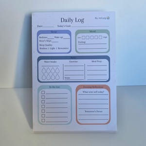 Kladblok dagelijks logboek A5 | Tear-Off Daily-trackingpad | Sleep Mood Water Wellness Log | Minimaal dagelijks checklistblok | 50 pagina's gelijmde rand
