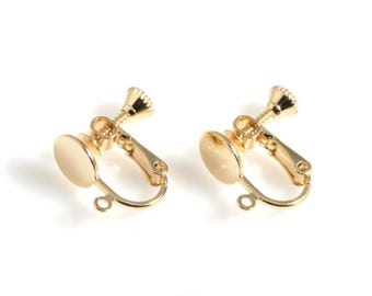 Convertisseurs de boucles d'oreilles à clip en or, boucles d'oreilles non percées / FG-033-E (8 pièces)