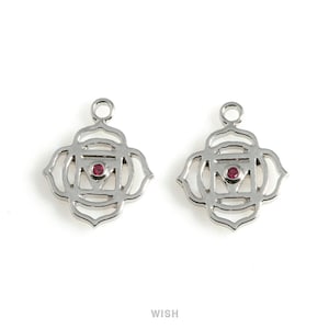Root Chakra with CZ Pendants in Rhodium, The 1st Chakra Charm / MRH-493-P