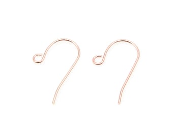Pendientes de aro con forma de anzuelo en oro rosa, pendientes de anzuelo / FRG-008-E (10 unidades)