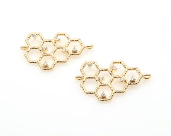 Colgante de panal de oro con circonitas cúbicas, dije de colmena / CG-065-P