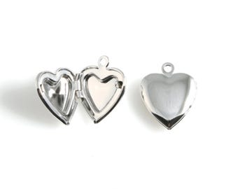 Elegant Heart Locket in Rhodium, Heart Locket Pendants / MRH-476-P
