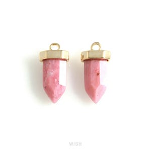 Charm de piedra preciosa Red Wood Point en oro, colgante de piedra preciosa Red Point / SRWG-106-P