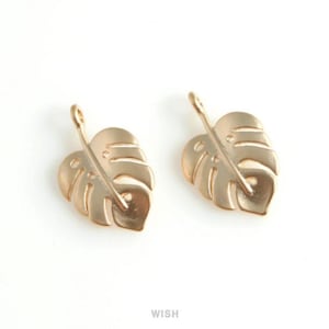 Monstera Leaf Pendants in Matte Gold, Monstera Leaf Charm / MMG-435-P