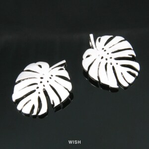 Monstera Leaf Pendants in Matte Rhodium, Monstera Leaf Charm / MMRH-017-P