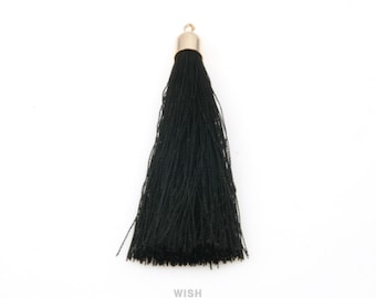 Black Thread Tassel with Bell Cap in Gold / TBKG-003-T