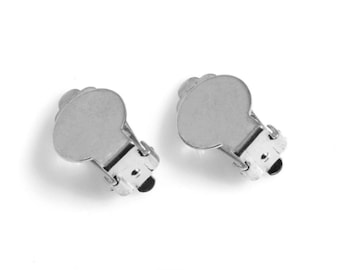 Ohrclips Rohlinge in Rhodium, Nicht durchbohrt / FRH-040-E