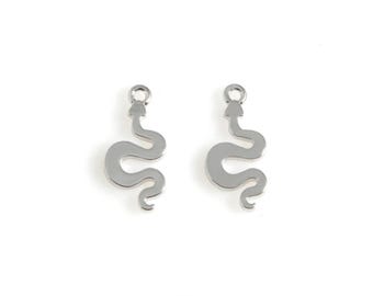 Pendentif serpent en rhodium, breloque serpent en argent / MRH-540-P