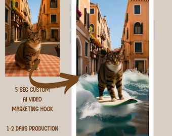 Custom Surfing pet AI Video for Marketing, Boost Engagement, Perfect for Reels, social media,  Personalized AI Video for Business Promotion,