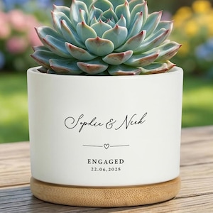 Personlig förlovningskruka, present till förlovat par, anpassad suckulentkruka för frierifest, romantisk souvenirdekoration