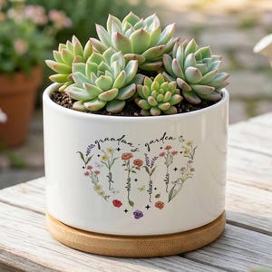 Personalisierte Blumentöpfe für Muttertag, Keramikblumentöpfe für Mamas Geburtstag, Geschenke von Kindern, Blumentöpfe mit individuellem Namen