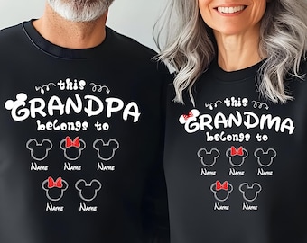 Personalized Disney Grandma Grandpa Sweatshirt | Custom Name Family Gift | Matching Mickey Minnie Grandparent Sweater