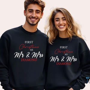 初めてのクリスマスにミスター＆ミセスTシャツ、新婚カップルお揃いシャツ