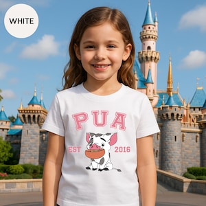 Cute Pua Shirt for Kids – Moana Pig Pua Design with EST 2016 – Black Disney Vacation Tee for Girls and Boys, Disney Tshirt, Kids Baby Shirt