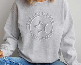 Moletom com logotipo personalizado em relevo – Gola redonda com estampa 3D personalizada