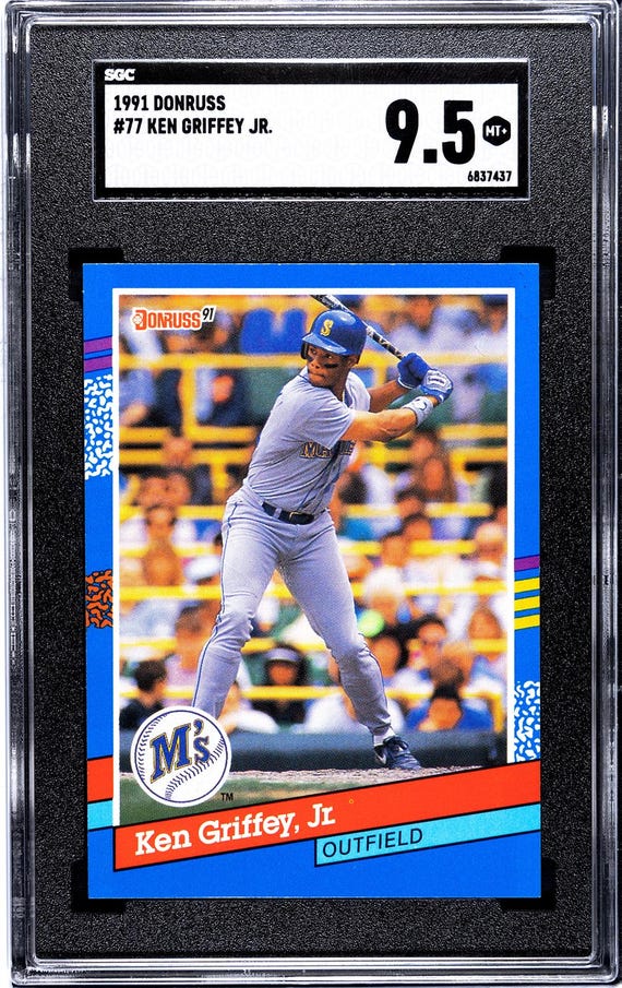 ken griffey jr graded rookie card 1989 Fleer 548 Ken Griffey Jr. PSA 8 Graded Card