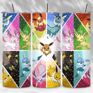 May include: Three stainless steel tumblers with colourful geometric designs featuring various cartoon characters. Each tumbler has a silver straw and a lid. The designs include characters in various colours, set against a white background.