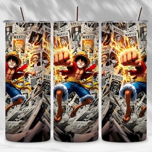 One Piece Anime Wanted Poster Tumbler Wrap – Digital Download 20oz Skinny Tumbler Design