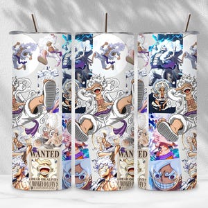 One Piece Tumbler Wrap | Anime Skinny 20oz Cup Sublimation PNG | Wanted Poster Design | Digital Download for Fans & Makers