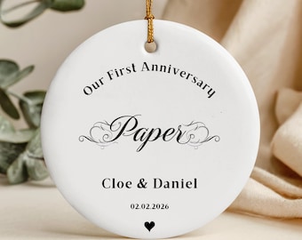 Personalized 1st Anniversary Ornament, Paper Anniversary Gift