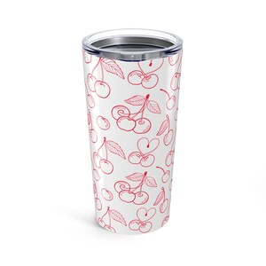 Cherries Tumbler, Fruit Drinkware, Cute Water Glass, Summer Beverage Cup, Gift for Cherry Lovers, Kitchen Accessories