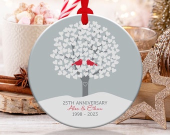 Personalized 25th Anniversary Gift, Silver Anniversary Ornament 25 Year Anniversary Gift For Parents Anniversary Gift for Husband