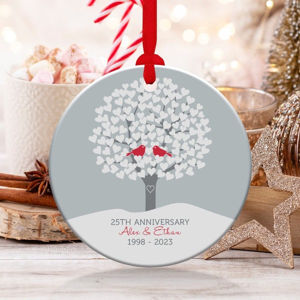 Personalized 25th Anniversary Gift, Silver Anniversary Ornament 25 Year Anniversary Gift For Parents Anniversary Gift for Husband