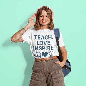 Inspire Tee: Teach, Love, Inspire Unisex Softstyle T-Shirt, Teacher Gift, Motivational Apparel, Inspirational Shirt, Casual Wear