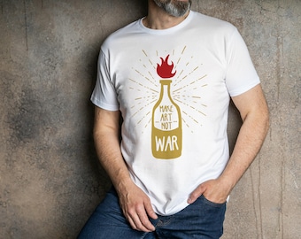 戦争ではなく芸術を作ろうグラフィックTシャツ - 大胆な平和と抗議活動にインスパイアされたTシャツ - パーソナライズされたギフト