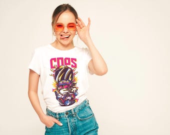 Camiseta gráfica de estilo urbano: Diseño de personaje de dibujos animados de policías atrevidos