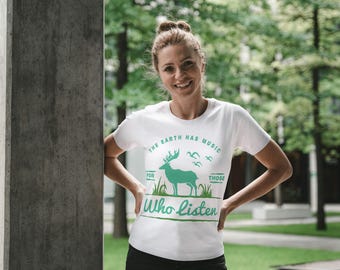 Nature Music T-Shirt – Wildlife Adventure Tee with Inspiring Quote and Elk Graphic