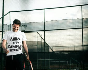 Happy Camper T-Shirt – Life is Good Camping Tee, Outdoor Adventure Shirt, Camper Gift