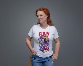 FUNY Skelett Skateboard T-Shirt - Street Style Skate Tee