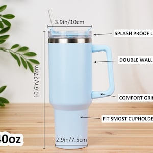 Personalized 40oz Tumbler with Handle, Custom Engraved Stainless Steel Straw Cup, Vacation Cups, Bridesmaid Proposal, Anniversary Gift image 7