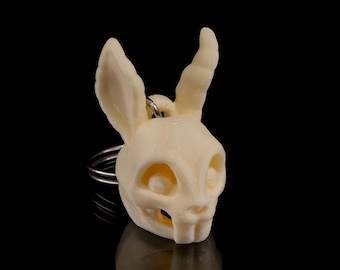 Skeleton Bunny Skull Keychain