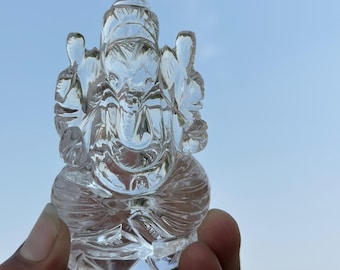 クリアクォーツのガネーシャ像：ヒマラヤ水晶彫刻 - Etsy 日本