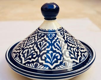 Handmade Moroccan Tagine – Hand-Painted Ceramic Cooking Pot from Fez – Authentic Clay Cookware for Moroccan Food & Kitchen Décor
