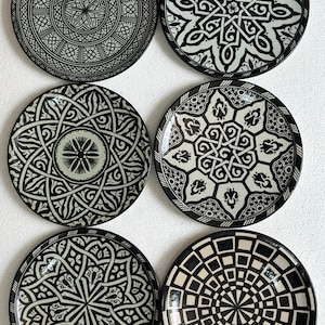 Handmade Moroccan Plate – Serving Dish or Wall Decor – Hand-Painted Zellige Pattern