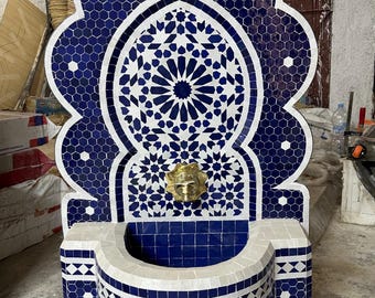 Handmade Moroccan Fountain – Colorful Mosaic Zellige – Outdoor Garden & Indoor Decor