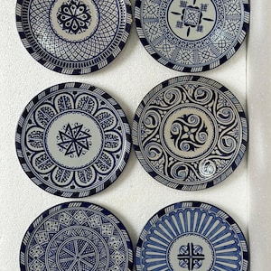 Handmade Moroccan Plate – Serving Dish or Wall Decor – Hand-Painted Zellige Pattern