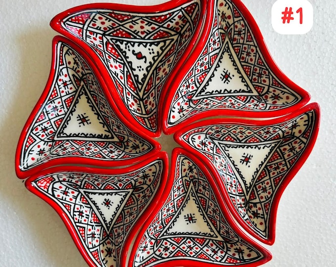 Handmade Moroccan Ceramic Appetizer Set – Hand-Painted Pottery Serving Pieces
