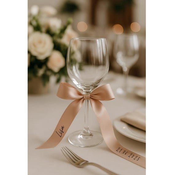 Plottschriftzug zum Aufbügeln für Hochzeit & Dekoration - Personalisiertes Satinband mit Wunschtext