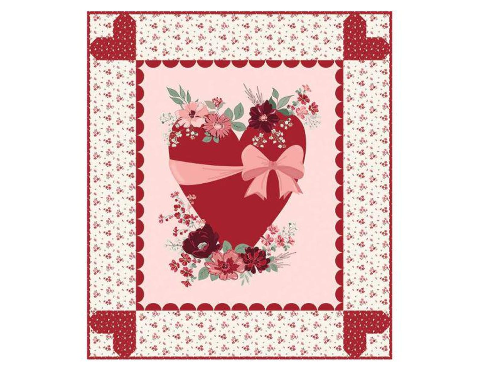 Valentine Heart Panel Quilt Kit - Love You Always Fabric Collection by ...