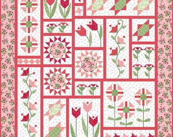 Restock Reservation* Petal Patch Spring Floral and Plaid Quilt Kit for Sew Along: Front Porch Fabric by Jill Finley for Riley Blake Designs