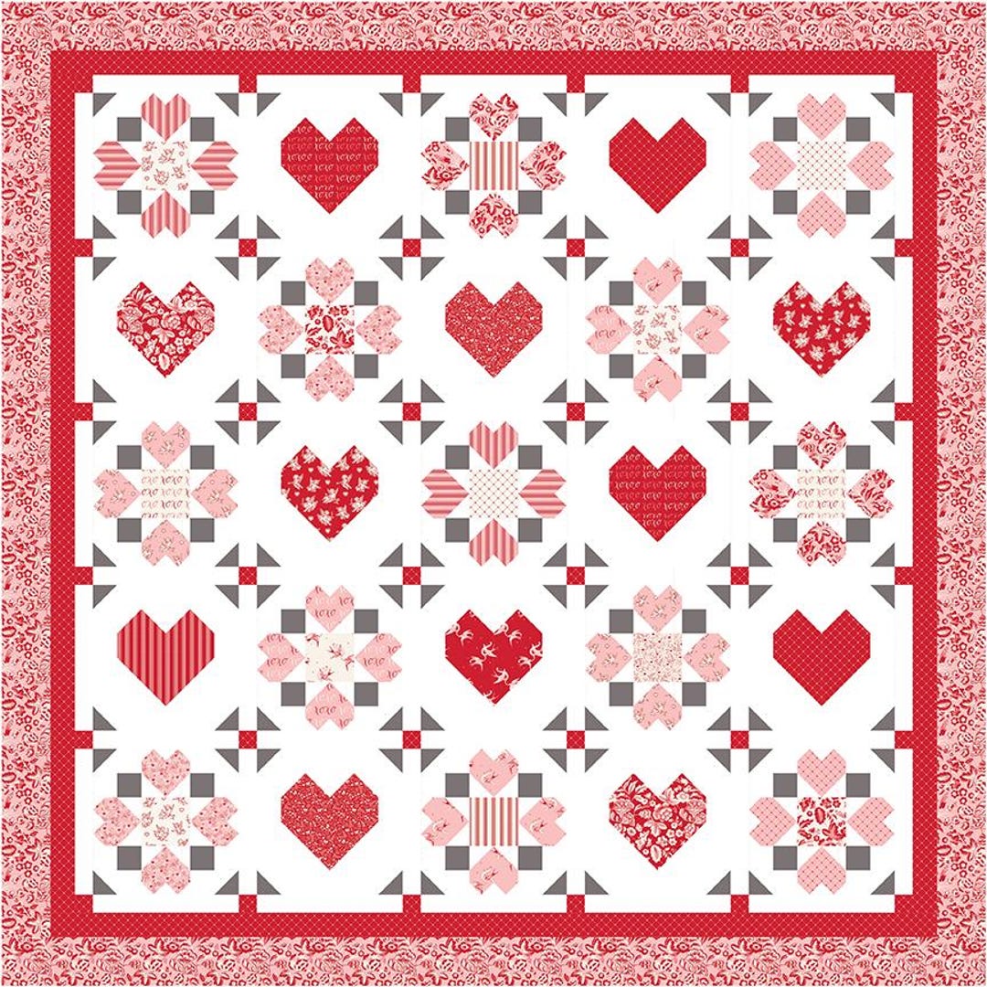 Surrounded by Love Heart Quilt Kit - Letters to Cupid Fabric Collection ...