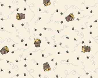 Winnie the Pooh Fabric - Cream Bees, Fabric Collection by Echo Park Paper Co for Riley Blake Designs