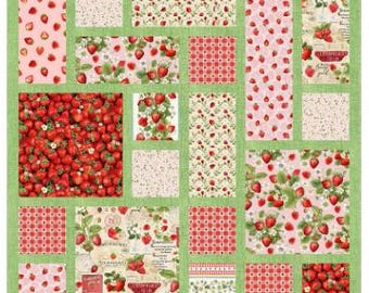 Kit de edredón Berry Sweet: Tela con fresas y flores, de Ladeebug Designs y Timeless Treasures